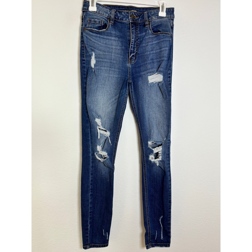 Fashion Nova Womens Size 5 Distressed Skinny Jeans Blue Denim High Rise 9896FN